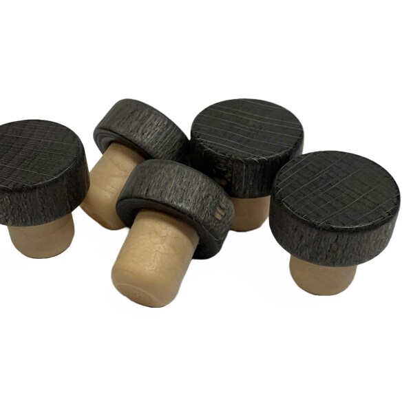 Wood capped, synthetic cork stopper